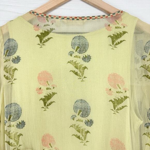 Soft Surroundings Serenata Tunic Top Blouse M Sheer Embroidered Boho Fairy Artsy - Picture 10 of 16